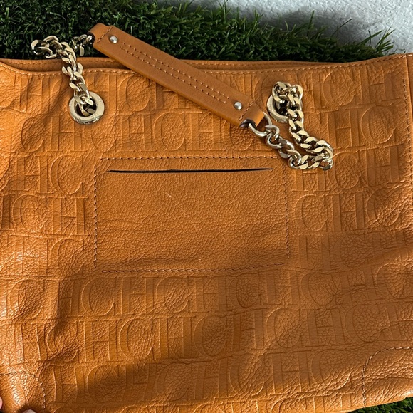 Carolina Herrera Embossed Camel Shoulder Bag - Picture 6 of 10